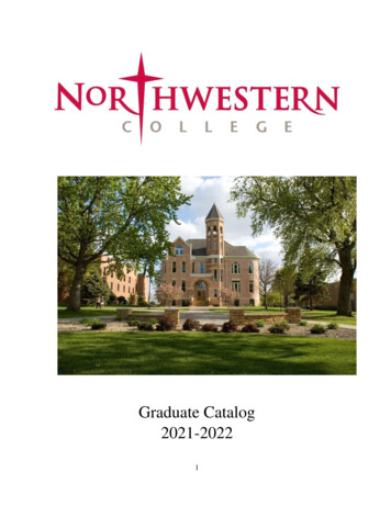 Graduate Catalog 2021-2022 - Northwestern College