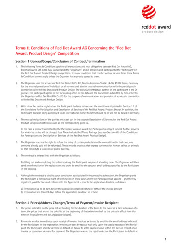 Terms & Conditions Of Red Dot Award AG Concerning The 