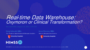 Real-time Data Warehouse - Healthcare Information And Management .