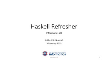 Haskell Refresher - School Of Informatics, University Of Edinburgh