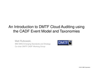 Introduction To Cloud Auditing Using CADF Event Model And Taxonomy