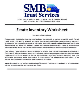 Estate Inventory Worksheet - SMB Online