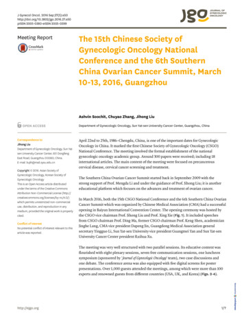 Meeting Report The 15th Chinese Society Of Gynecologic Oncology .