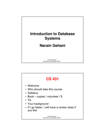 Introduction To Database Systems Narain Gehani - New Jersey Institute .