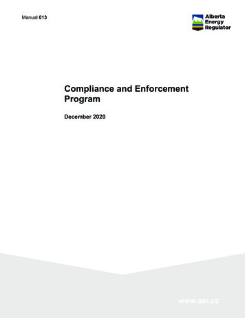 Manual 013: Compliance And Enforcement Program - Alberta Energy Regulator