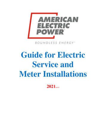 Guide For Electric Service And Meter Installations - SWEPCO