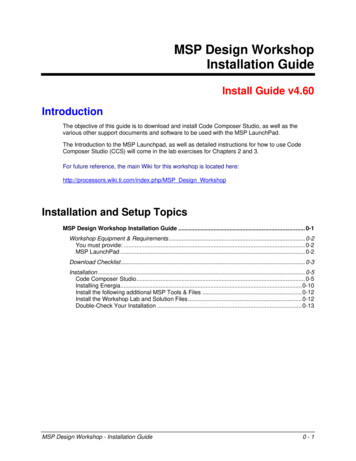 MSP Design Workshop Installation Guide - Texas Instruments
