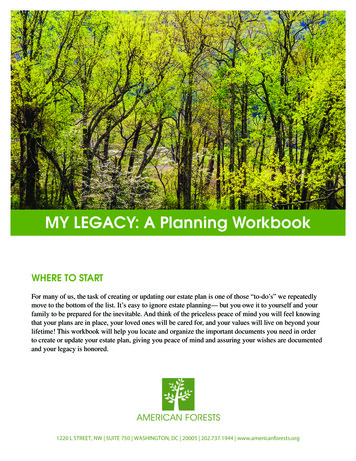 MY LEGACY: A Planning Workbook - American Forests