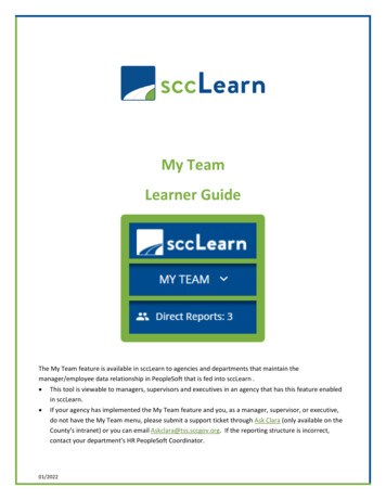 My Team Learner Guide - Santa Clara County, California