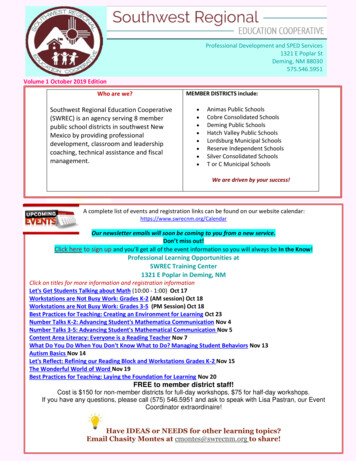 Professional Learning Opportunities At SWREC Training Center 1321 E .