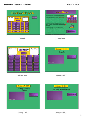 Smartboard Jeopardy Lesson Notes - Weebly
