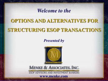 Options And Alternatives For Structuring Esop Transactions