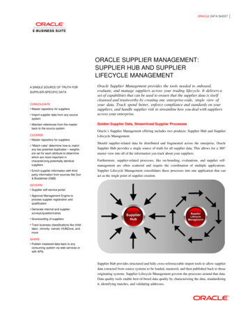 Oracle Supplier Management: Supplier Hub And Supplier Lifecycle Management