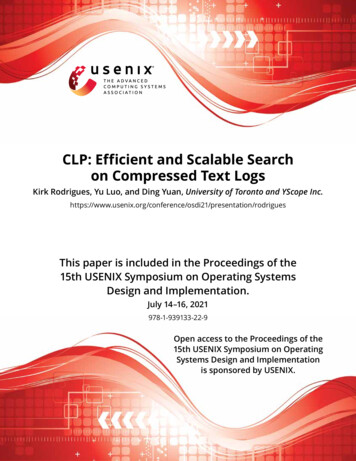 CLP: Efficient And Scalable Search On Compressed Text Logs - USENIX