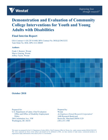 Demonstration And Evaluation Of Community College Interventions For .
