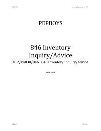 846 Inventory Inquiry/Advice - Pep Boys