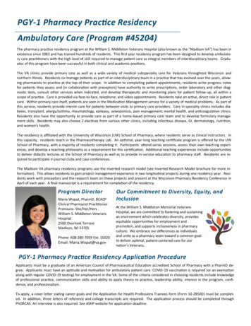 PGY 1 Pharmacy Practice Residency Ambulatory Care (Program #45204)