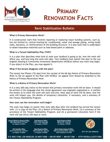 PRIMARY RENOVATION FACTS - City Of Los Angeles Housing Department