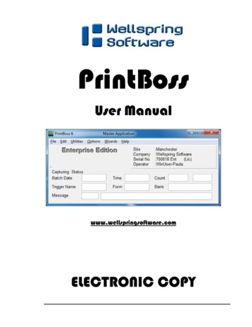 Printboss Standard Enterprise Manual - Wellspring Software