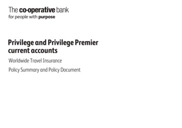 Privilege And Privilege Premier Current Accounts - The Co-operative Bank