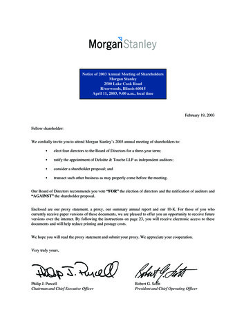 Notice Of 2003 Annual Meeting Of Shareholders Morgan . - Morgan Stanley