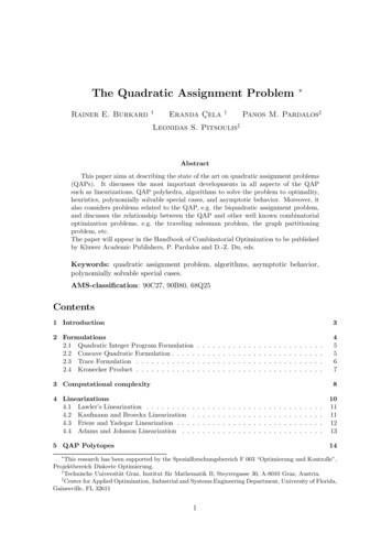 The Quadratic Assignment Problem - TU Graz