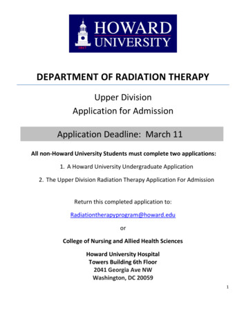 DEPARTMENT OF RADIATION THERAPY - Howard University