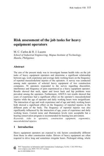 Risk Assessment Of The Job Tasks For Heavy Equipment Operators - WIT Press