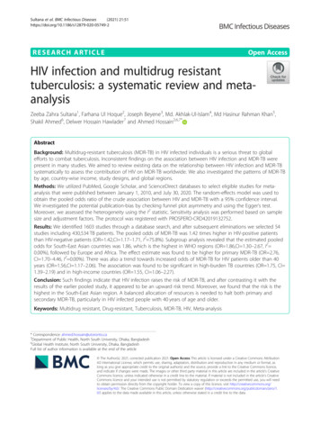 HIV Infection And Multidrug Resistant Tuberculosis: A Systematic Review .