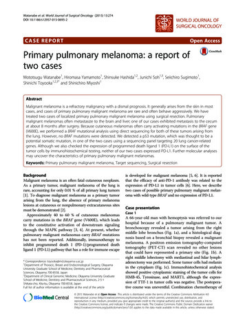 Primary Pulmonary Melanoma: A Report Of Two Cases