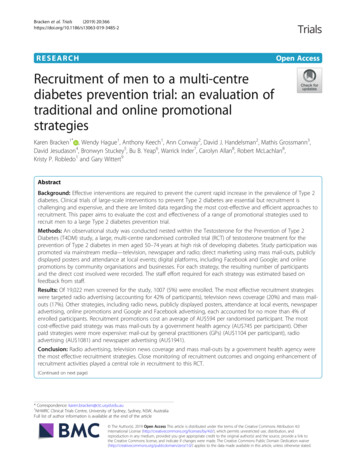 Recruitment Of Men To A Multi-centre Diabetes Prevention Trial: An .