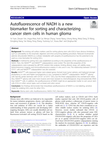 Autofluorescence Of NADH Is A New Biomarker For Sorting And .