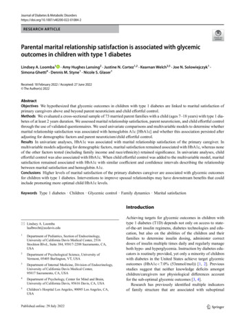 Parental Marital Relationship Satisfaction Is Associated With Glycemic .