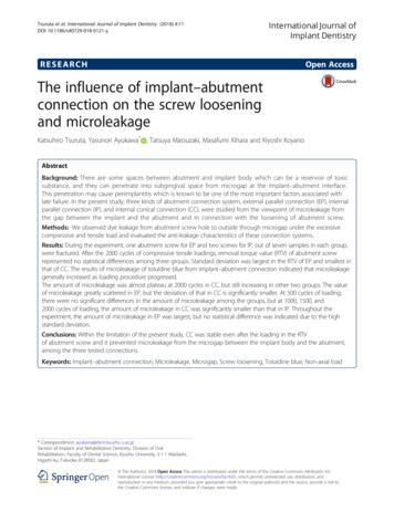 The Influence Of Implant-abutment Connection On The . - SpringerOpen
