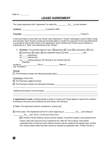 State Of LEASE AGREEMENT - Legal Templates