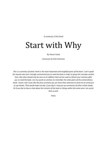 Start With Why By Simon Sinek - Kim Hartman