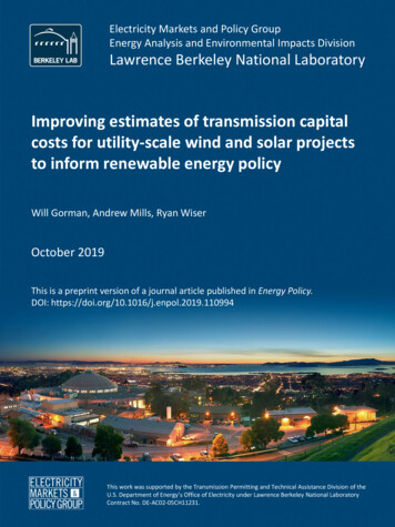 Improving Estimates Of Transmission Capital Costs For Utility-scale .