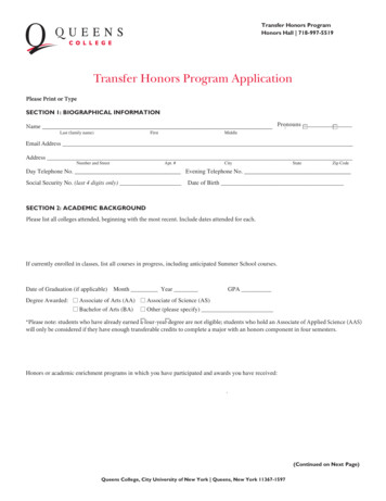 Transfer Honors Program Application - Qc.cuny.edu