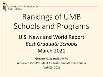 Rankings Of UMB Schools And Programs - Umaryland.edu