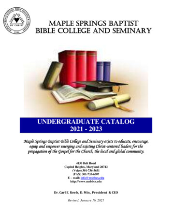 Undergraduate Catalog 2021 - 2023