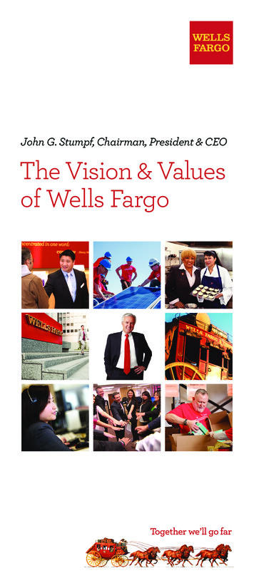 John G. Stumpf, Chairman, President & CEO The Vision & Values Of Wells .