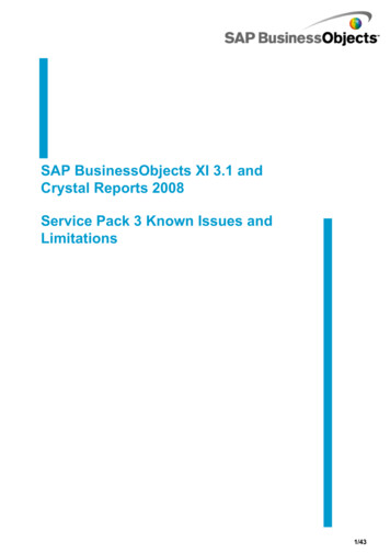 SAP BusinessObjects XI 3.1 And Crystal Reports 2008 Service Pack 3 .