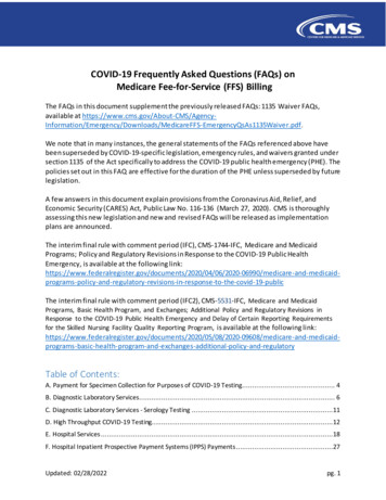 COVID-19 Frequently Asked Questions (FAQs) On Medicare Fee-for . - CMS