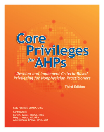 Core Privileges AHPs - Hcmarketplace 