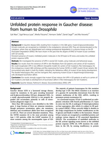 RESEARCH Open Access Unfolded Protein Response In Gaucher Disease: From .