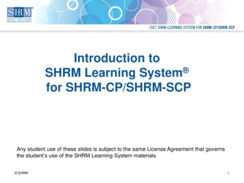 Introduction To SHRM Learning System For SHRM-CP/SHRM-SCP