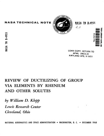 Review Of Ductilizing Of Group Via Elements By Rhenium And Other . - NASA