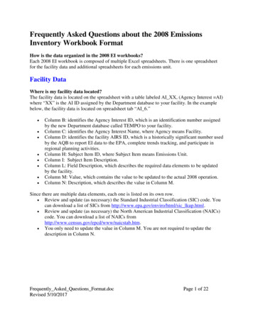 Frequently Asked Questions About The 2008 Emissions Inventory Workbook .