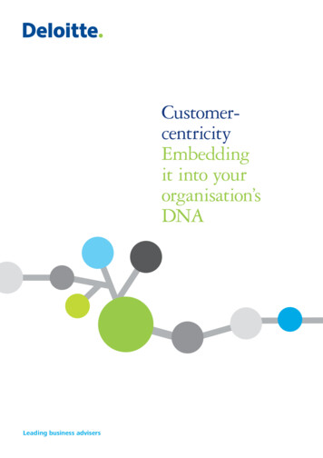 Customer- Centricity Embedding It Into Your Organisation's DNA - Deloitte