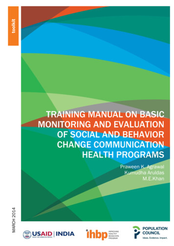 Training Manual On Basic Monitoring And Evaluation Of Social And .